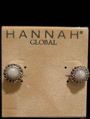 White Stone Halo Stud Earrings